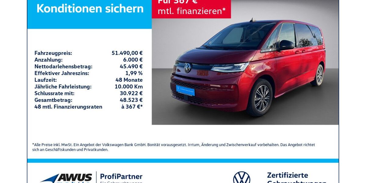 VW T7 Multivan 16.525 km 51.490 &euro; Schwerin 19057