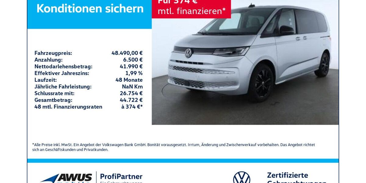 VW T7 Multivan 16.978 km 48.490 &euro; Schwerin 19057