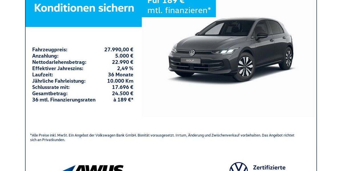 VW Golf 5.817 km 27.990 &euro; Schwerin 19057